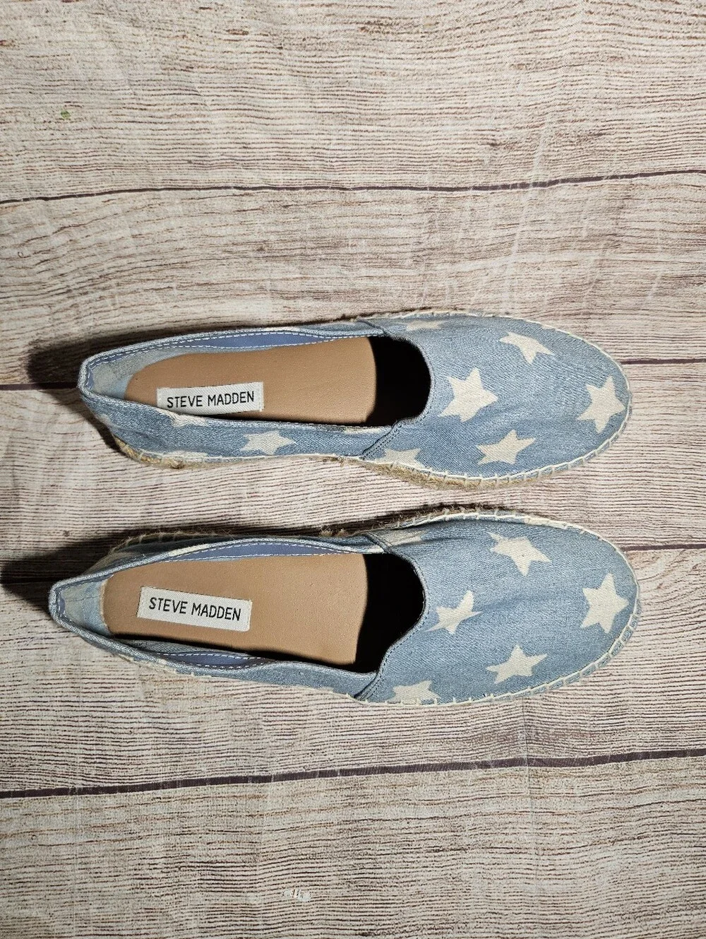 Steve Madden Talan espadrille chambray stars platform slip on shoes